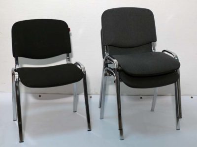 gepolstert Stuhl Konferenzstuhl schwarz chrome